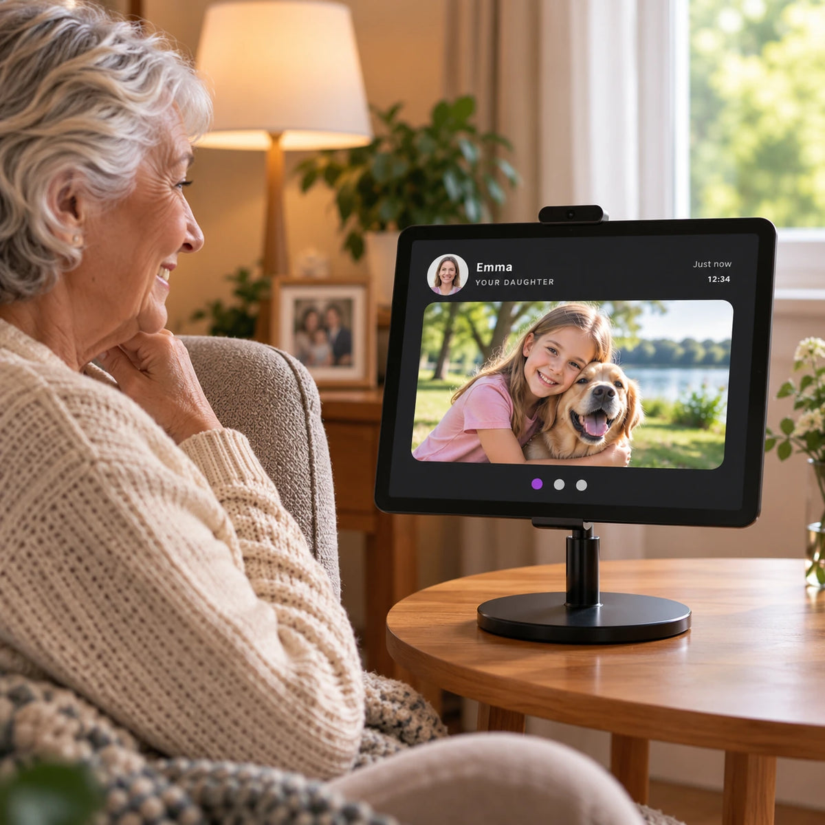 Family photo displayed in Heedy on a tablet