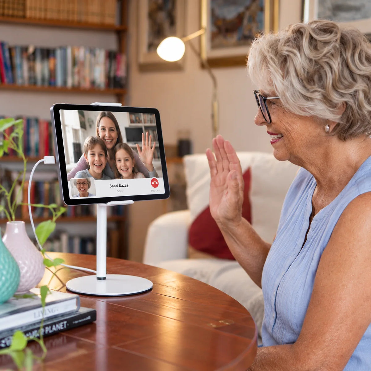 Family staying connected with Heedy